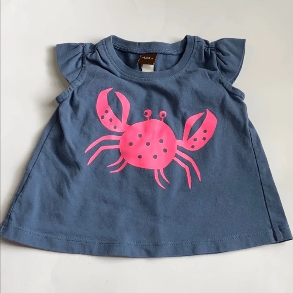 Tea Collection Cotton Appliqué Crab Dress Infant Size 6-9 Months